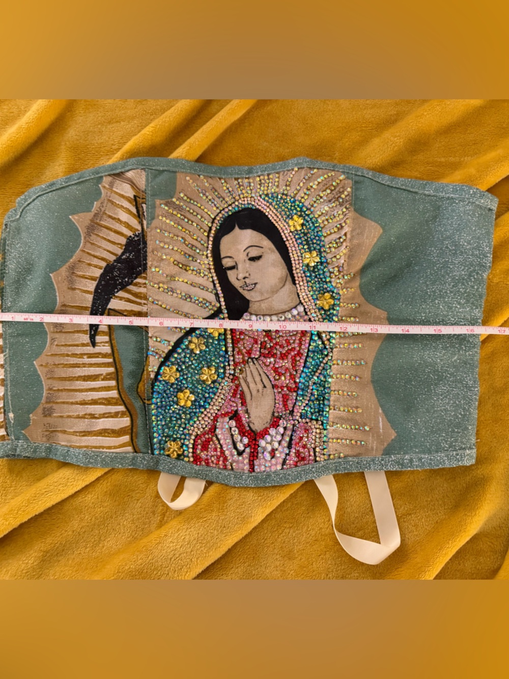 Embellished Virgin Mary tapestry corset - Picture 4 of 7
